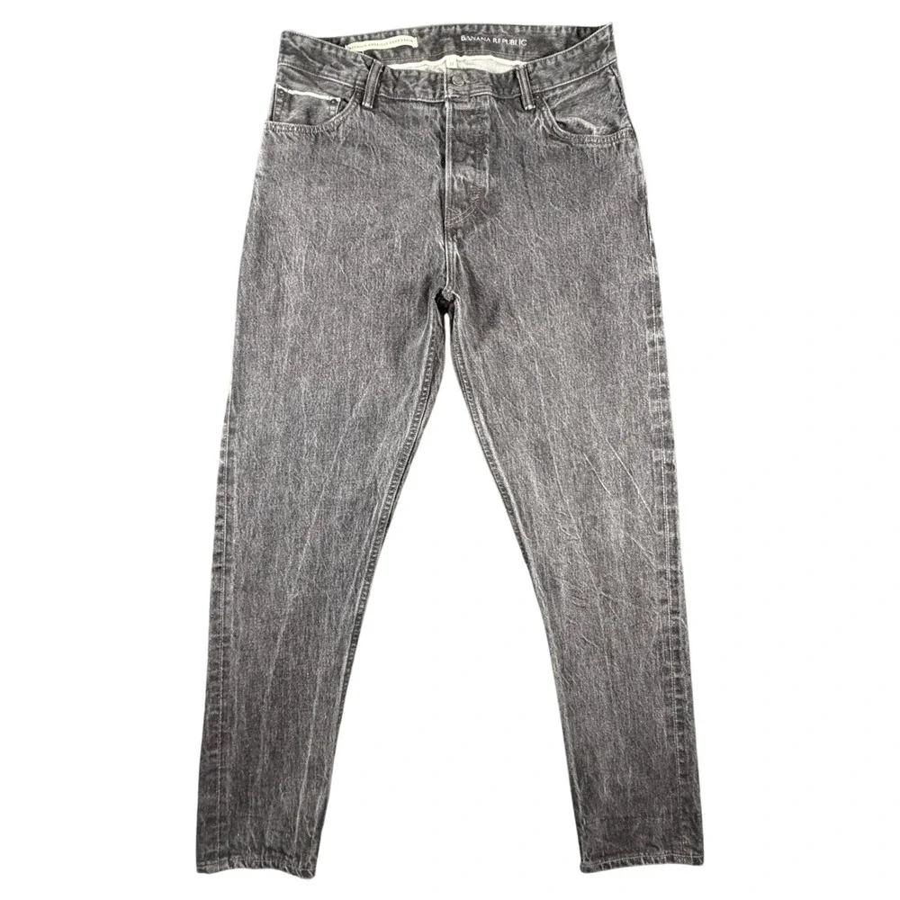 Banana Republic Mens 34x32 Trooper Fit White Oak Cone Selvedge Denim Jeans Black